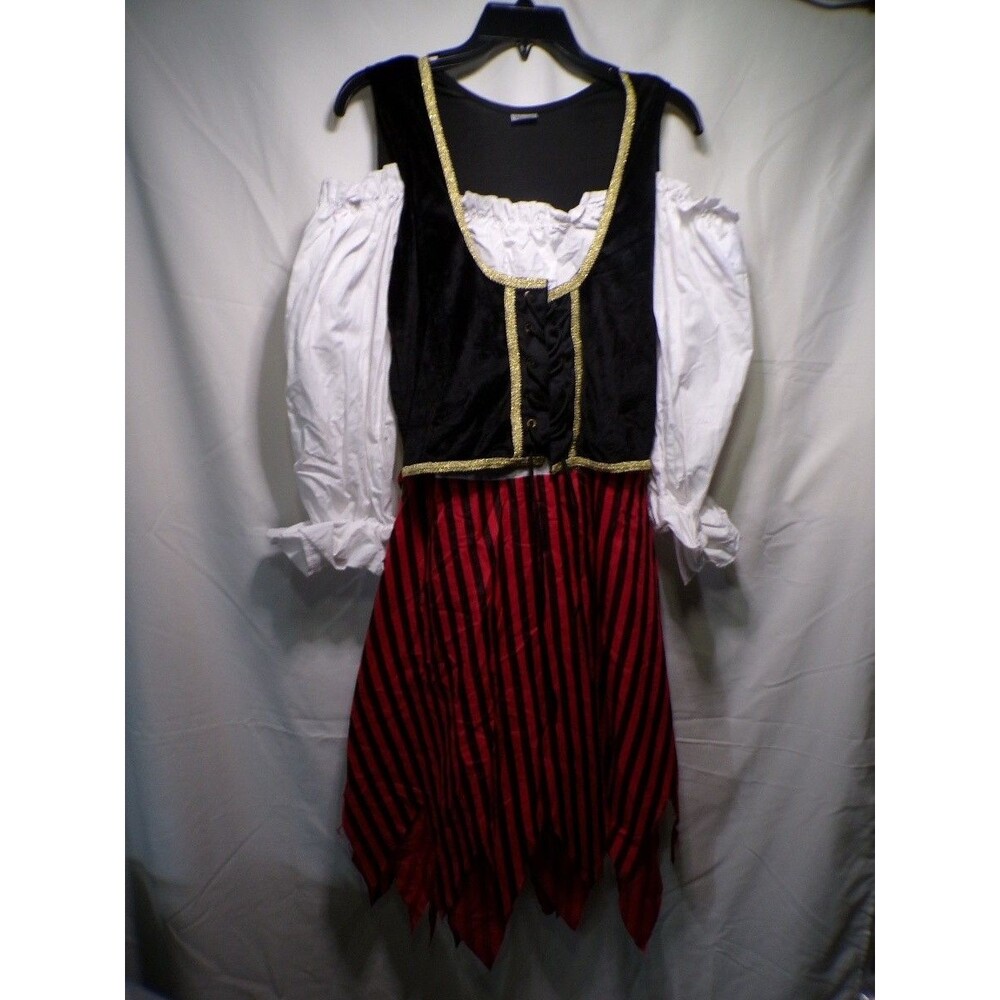 Spirit Women's Pirate Costume Dress Black Red White Gold L XL Halloween